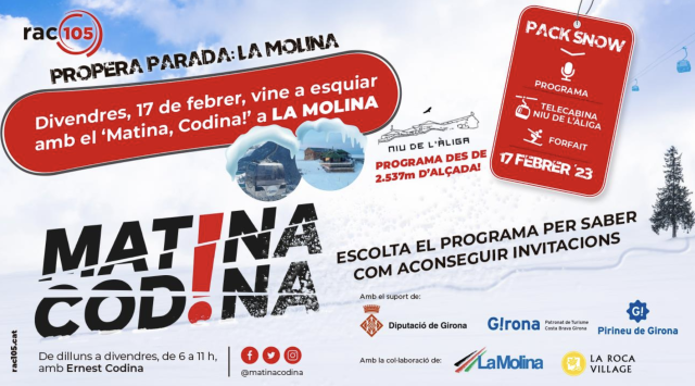 El programa despertador de RAC105, 'Matina, Codina', s'estrena a La Molina